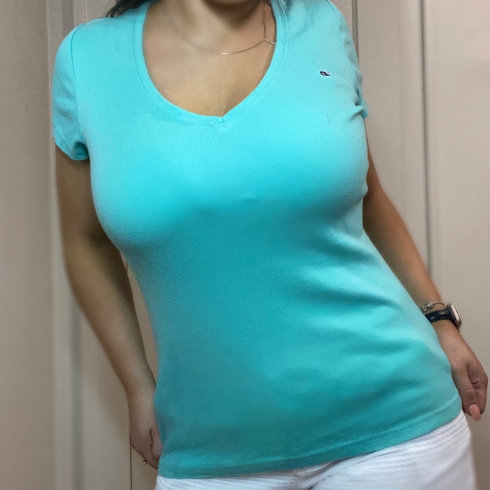 Vineyard Vines Seafoam Green/Blue V neck
